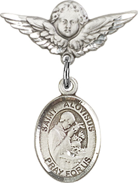 St. Aloysius Gonzaga Charm and Angel with Smaller Wings Badge Pin