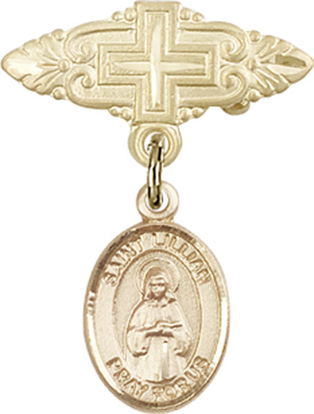 St. Lillian Charm and Badge Pin with Cross