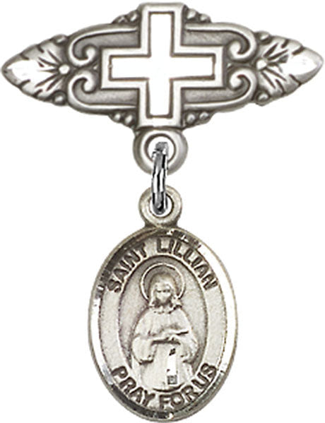 St. Lillian Charm and Badge Pin with Cross