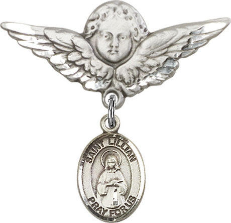 St. Lillian Charm and Angel with Larger Wings Badge Pin