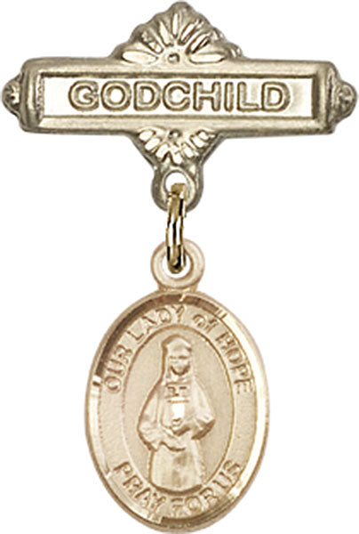 Our Lady of Hope Charm and Godchild Badge Pin