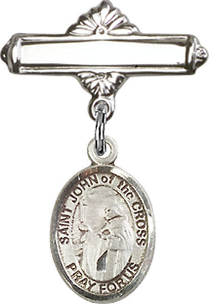 St. John of the Cross Charm and Polished Engravable Badge Pin