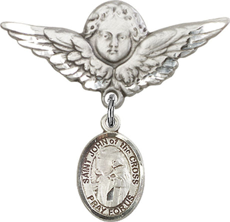 St. John of the Cross Charm and Angel with Larger Wings Badge Pin