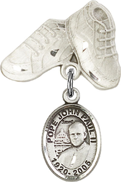 Pope John Paul II Charm and Baby Boots Pin