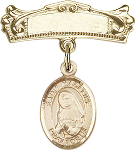 St. Madeline Sophie Barat Charm and Arched Polished Engravable Badge Pin
