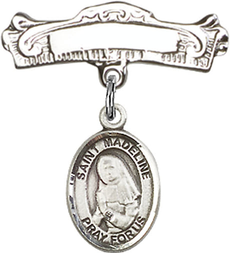 St. Madeline Sophie Barat Charm and Arched Polished Engravable Badge Pin