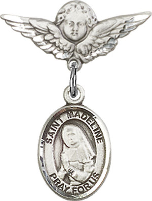 St. Madeline Sophie Barat Charm and Angel with Smaller Wings Badge Pin