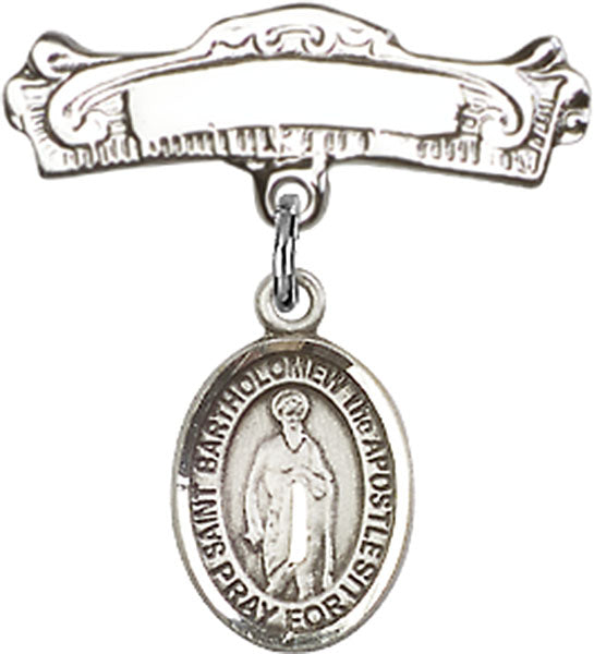 St. Bartholomew the Apostle Charm and Arched Polished Engravable Badge Pin