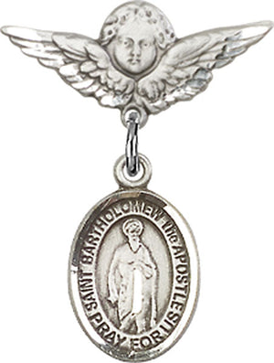 St. Bartholomew the Apostle Charm and Angel with Smaller Wings Badge Pin