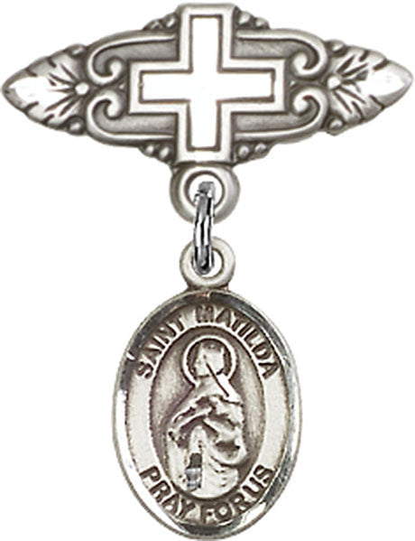 St. Matilda Charm and Badge Pin with Cross