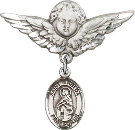 St. Matilda Charm and Angel with Larger Wings Badge Pin