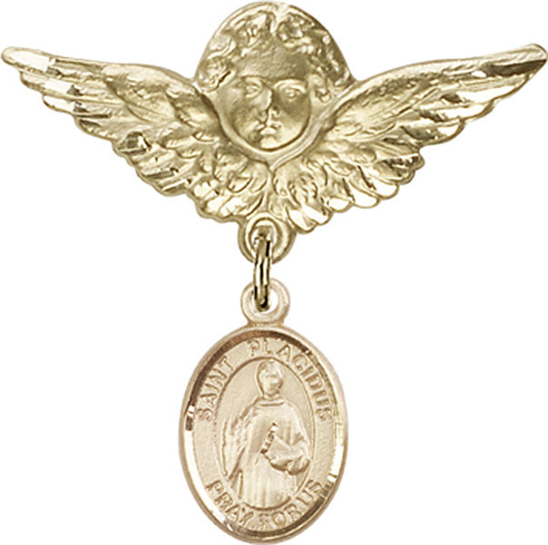St. Placidus Charm and Angel with Larger Wings Badge Pin