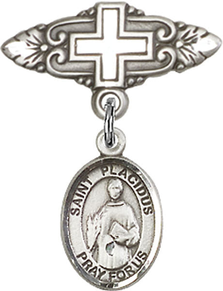St. Placidus Charm and Badge Pin with Cross