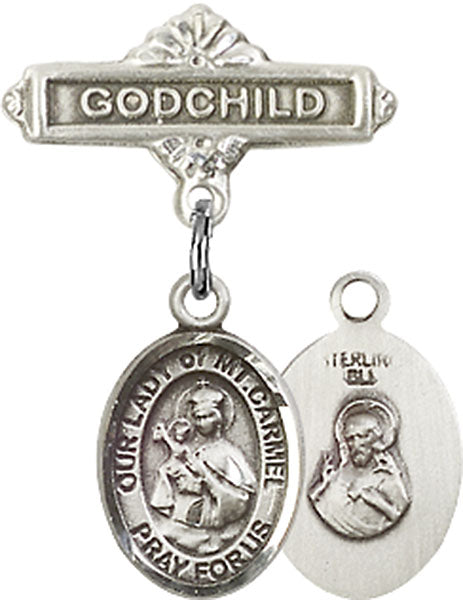 Our Lady of Mount Carmel Charm and Godchild Badge Pin