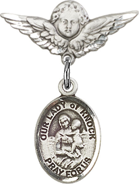Our Lady of Knock Charm and Angel with Smaller Wings Badge Pin
