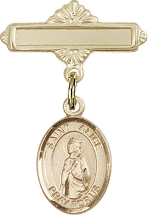 St. Alice Charm and Polished Engravable Badge Pin