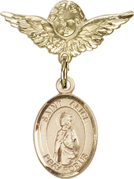 St. Alice Charm and Angel with Smaller Wings Badge Pin
