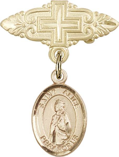 St. Alice Charm and Badge Pin with Cross