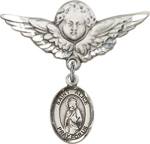 St. Alice Charm and Angel with Larger Wings Badge Pin