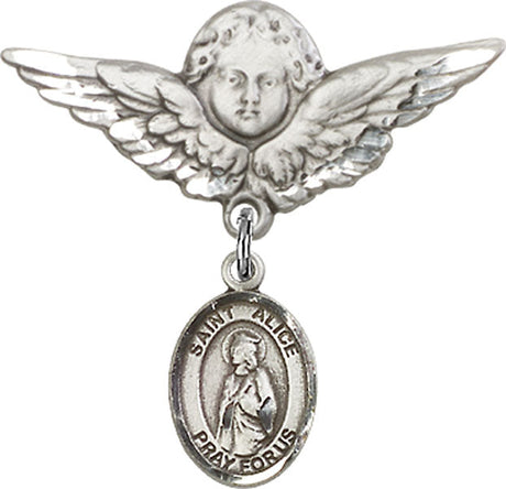 St. Alice Charm and Angel with Larger Wings Badge Pin