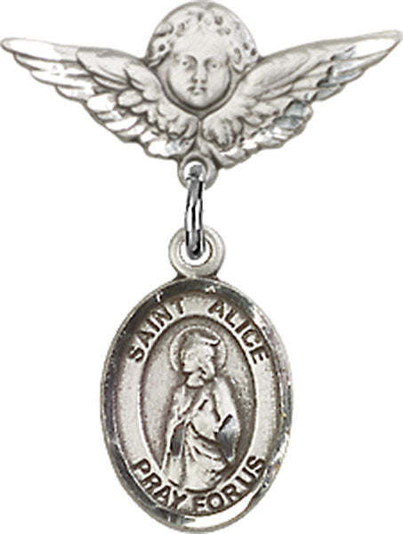 St. Alice Charm and Angel with Smaller Wings Badge Pin