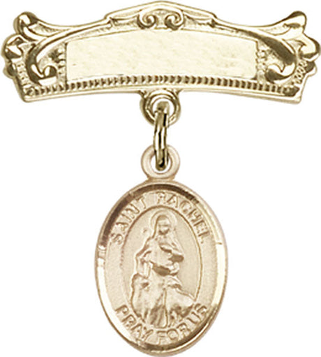 St. Rachel Charm and Arched Polished Engravable Badge Pin