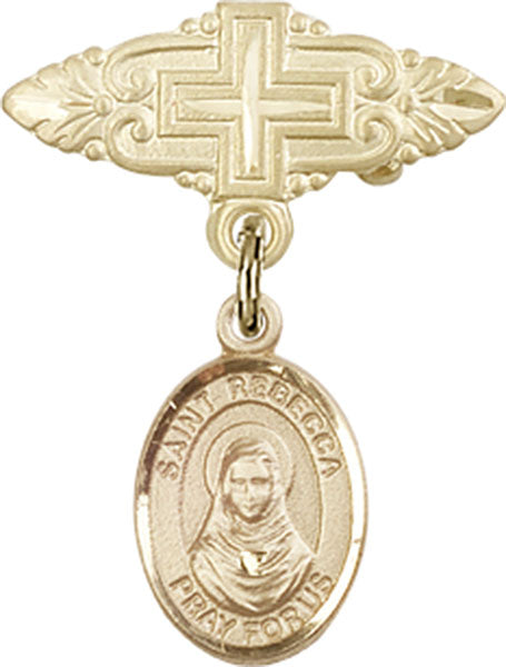St. Rebecca Charm and Badge Pin with Cross