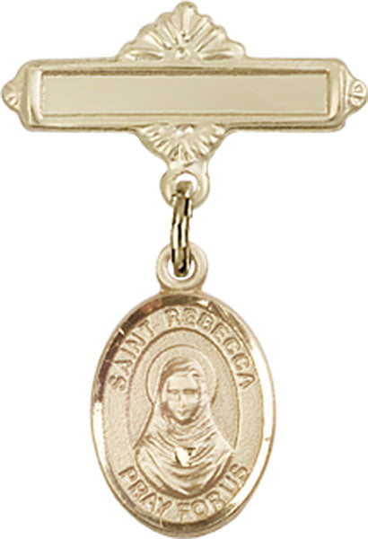 St. Rebecca Charm and Polished Engravable Badge Pin