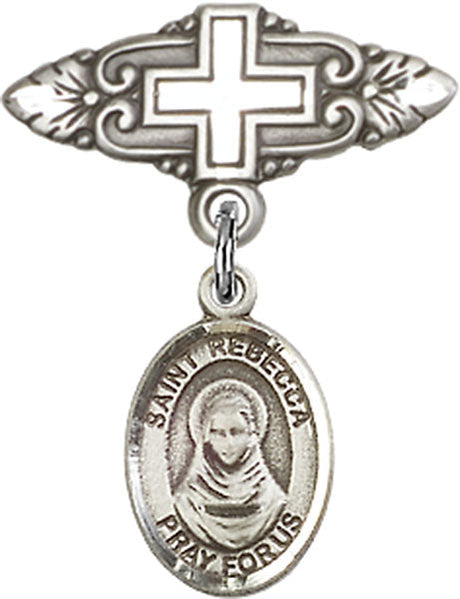 St. Rebecca Charm and Badge Pin with Cross