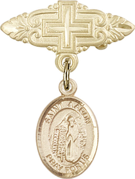 St. Aaron Charm and Badge Pin with Cross