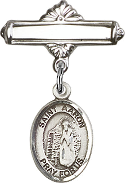 St. Aaron Charm and Polished Engravable Badge Pin