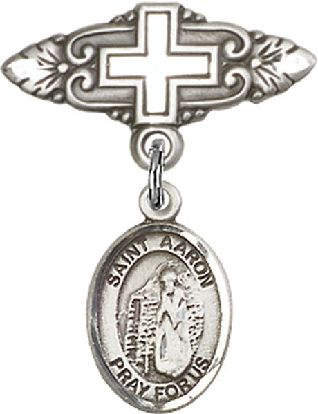 St. Aaron Charm and Badge Pin with Cross