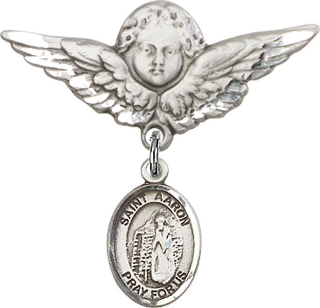St. Aaron Charm and Angel with Larger Wings Badge Pin