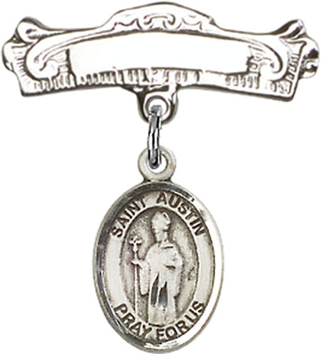 St. Austin Charm and Arched Polished Engravable Badge Pin