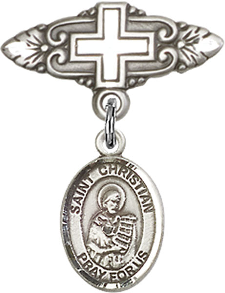 St. Christian Demosthenes Charm and Badge Pin with Cross