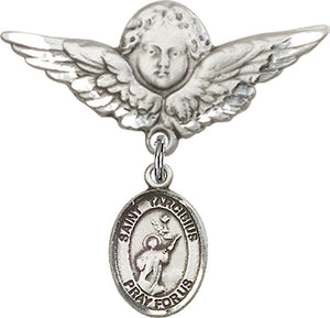 St. Tarcisius Charm and Angel with Larger Wings Badge Pin