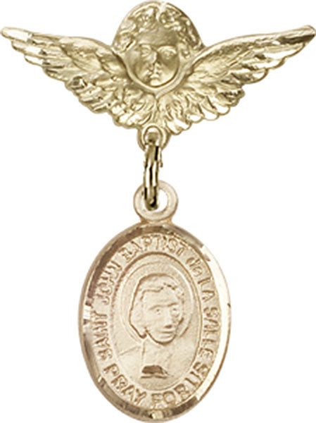 St. John Baptist de la Salle Charm and Angel with Smaller Wings Badge Pin