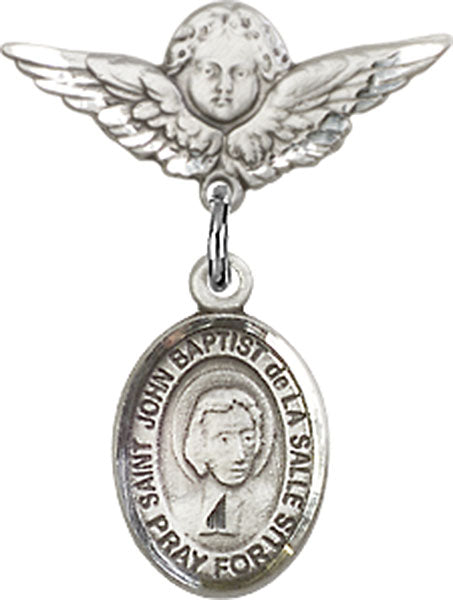 St. John Baptist de la Salle Charm and Angel with Smaller Wings Badge Pin