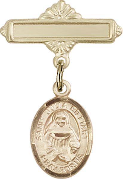 St. Julia Billiart Charm and Polished Engravable Badge Pin