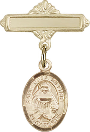 St. Julia Billiart Charm and Polished Engravable Badge Pin