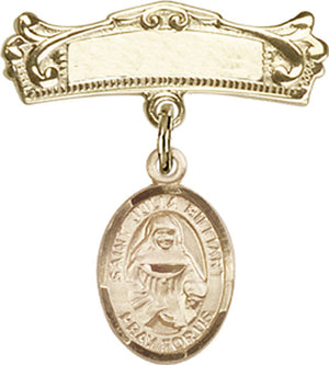 St. Julia Billiart Charm and Arched Polished Engravable Badge Pin