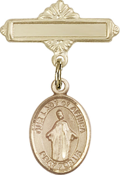 Our Lady of Africa Charm and Polished Engravable Badge Pin