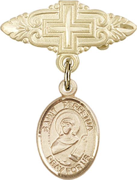 St. Perpetua Charm and Badge Pin with Cross