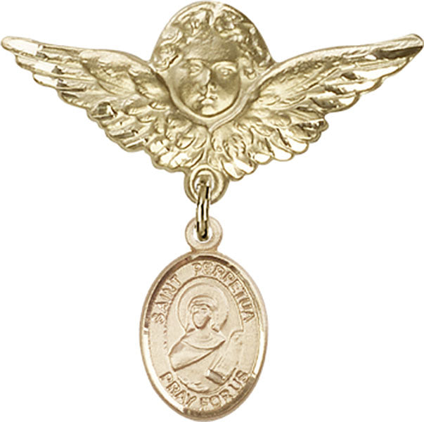 St. Perpetua Charm and Angel with Larger Wings Badge Pin