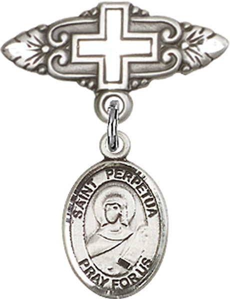 St. Perpetua Charm and Badge Pin with Cross