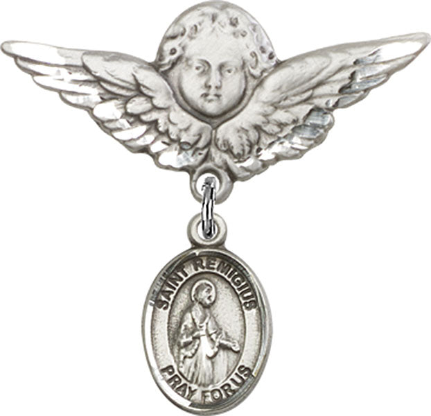 St. Remigius of Reims Charm and Angel with Larger Wings Badge Pin