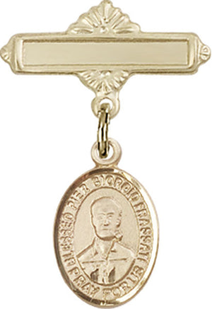 Blessed Pier Giorgio Frassati Charm and Polished Engravable Badge Pin