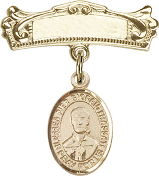 Blessed Pier Giorgio Frassati Charm and Arched Polished Engravable Badge Pin