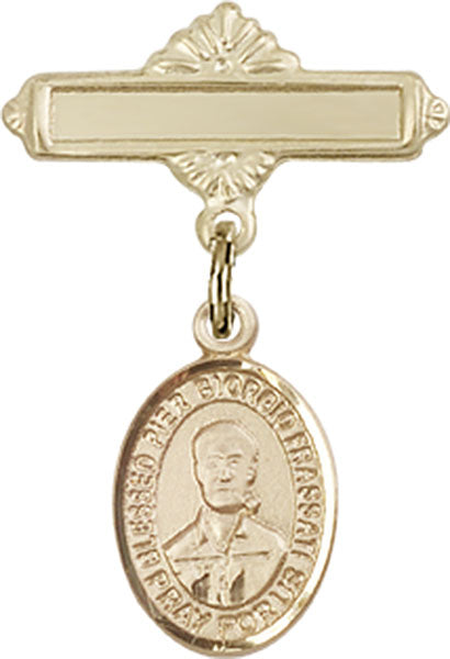 Blessed Pier Giorgio Frassati Charm and Polished Engravable Badge Pin
