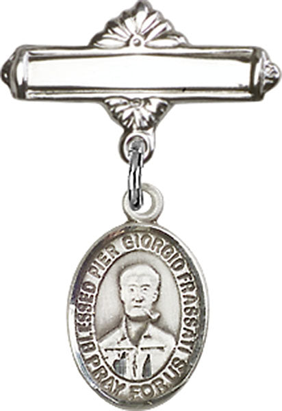 Blessed Pier Giorgio Frassati Charm and Polished Engravable Badge Pin